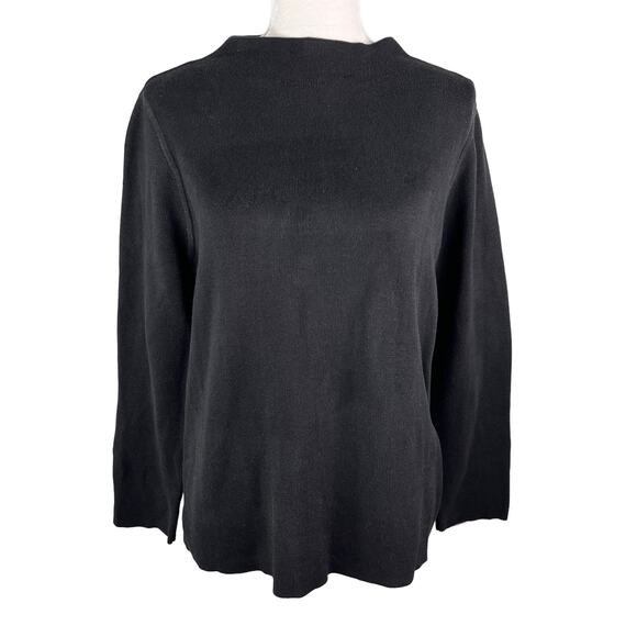 Eileen Fisher Sweater Large Silk Blend Black Beige Contrast Sleeve - Picture 10 of 15